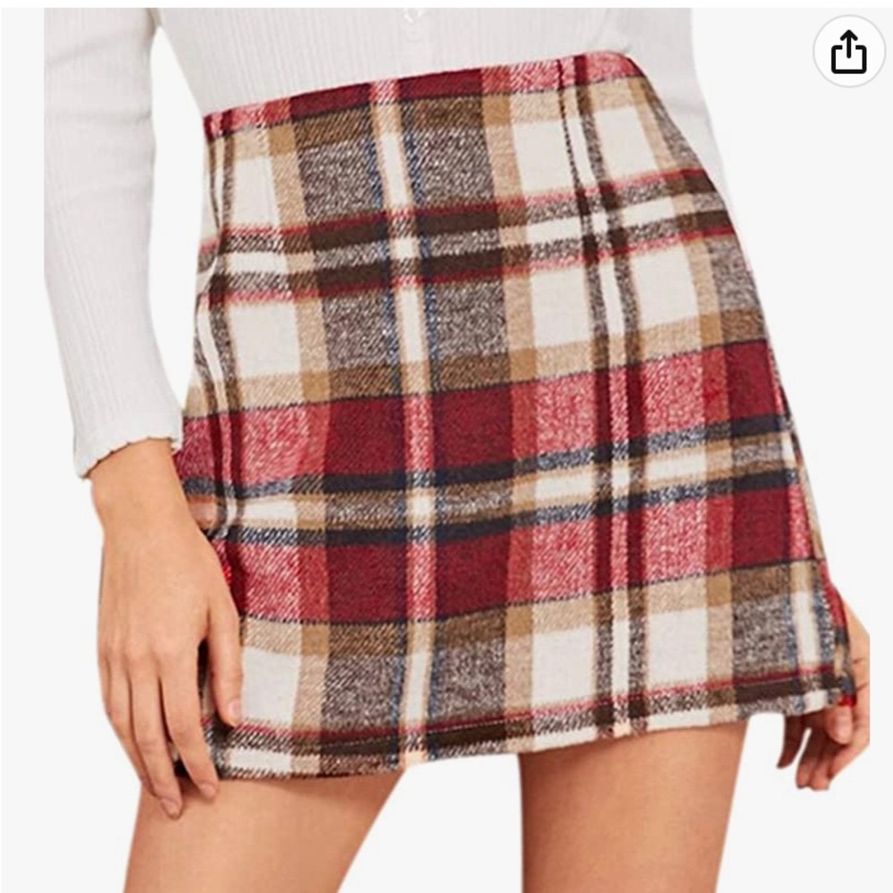MakeMeChic Women's Plaid Skirt High Waisted Pencil Mini Skirt